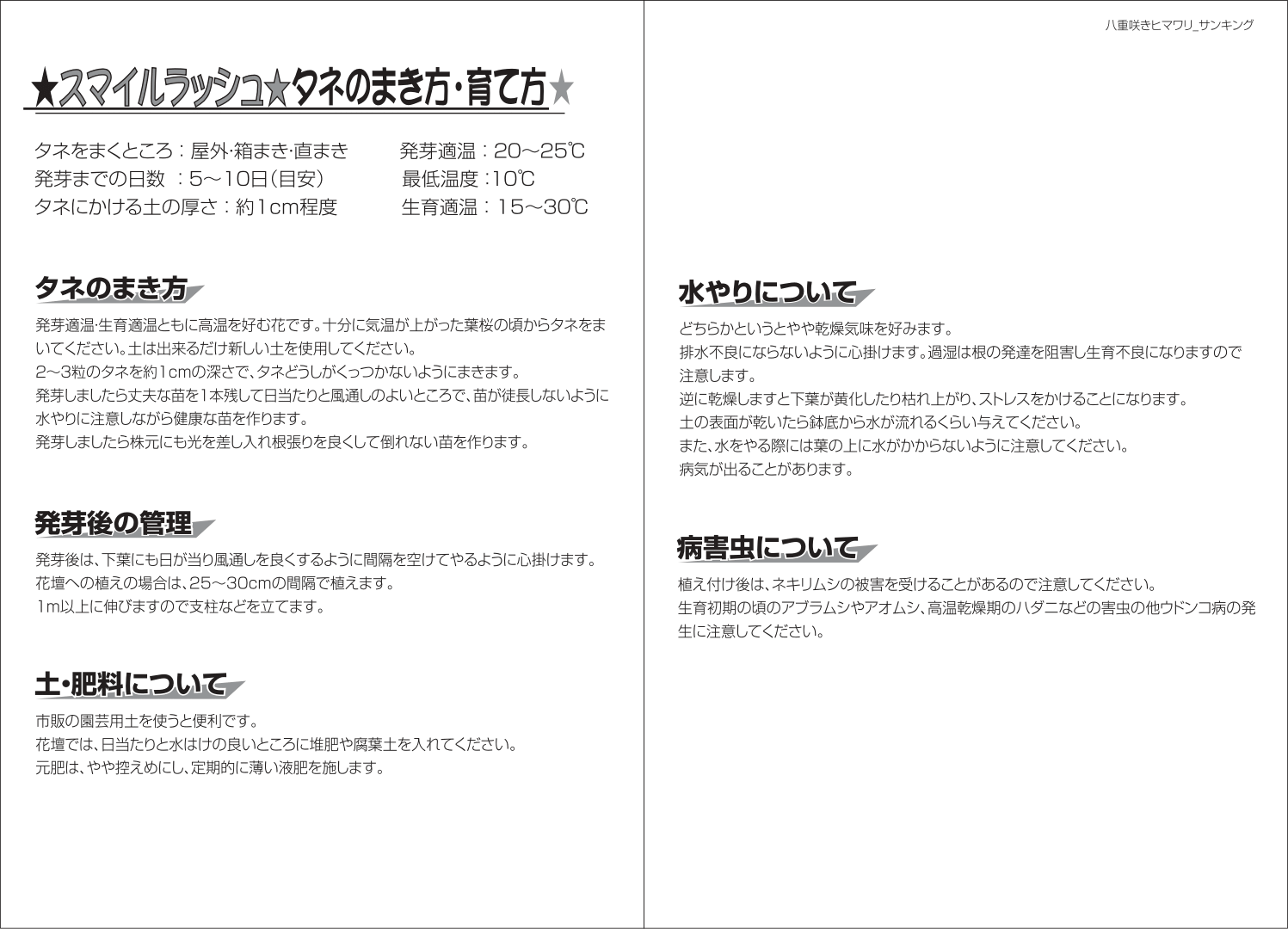 高田種苗オンライン / 八重咲きヒマワリ サンキング 1袋